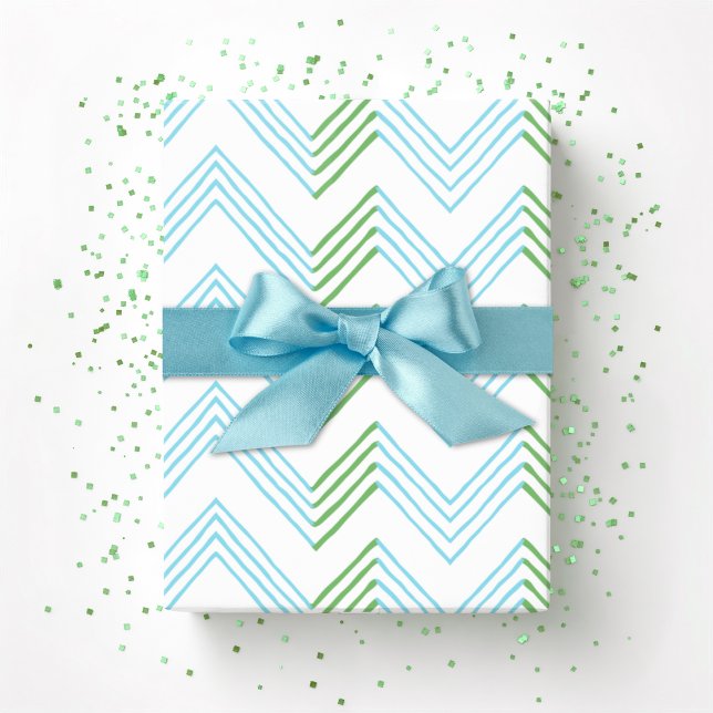 Ziggy Chevron i grönt och akvamarin Presentpapper (Skapare uppladdad)