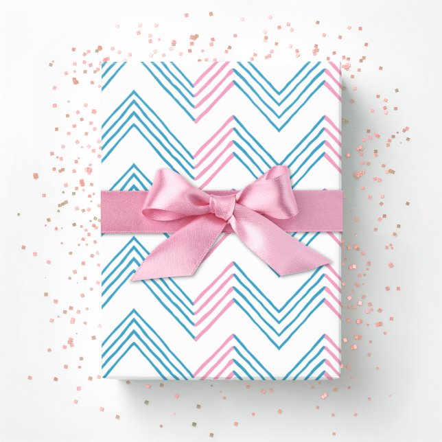 Ziggy Chevron i rosa och akvatint Presentpapper (Skapare uppladdad)