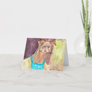 "Ziggy the Hund in Overalls" Watercolor Note Card Tack Kort