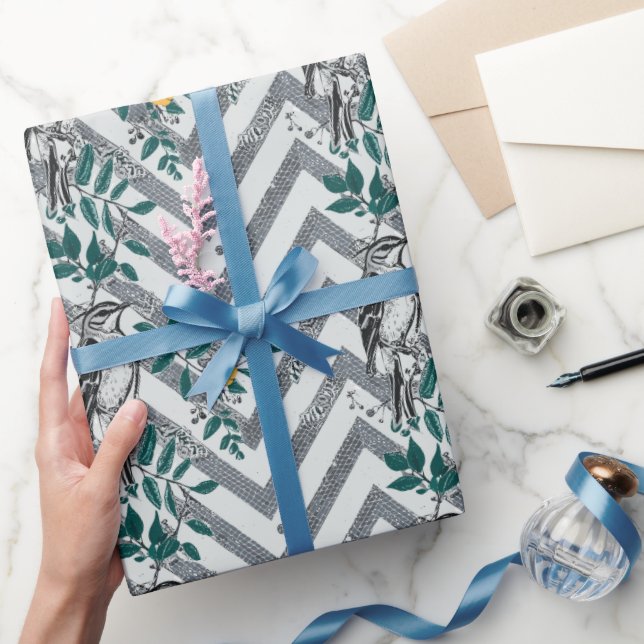 Zigzag Bird % Flower Mönster Presentpapper (Gifting)