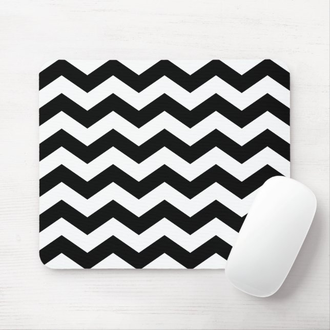 Zigzag Chevron Black and White Musmatta (Med mus)
