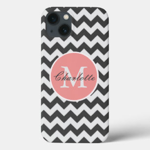 ZigZag Chevron Chic Monogrammed Rosa Grått Mönster