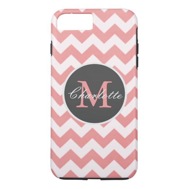 ZigZag Chevron Chic Monogrammed Rosa Mönster Case-Mate iPhone Skal (Baksida)