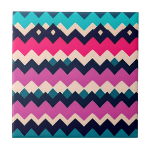 Zigzag Chevron Colorful Mönster Design Kakelplatta
