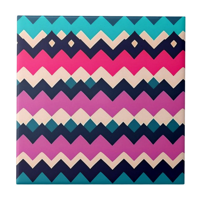Zigzag Chevron Colorful Mönster Design Kakelplatta (Framsidan)