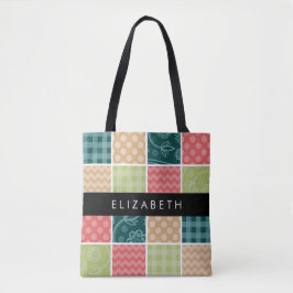 Zigzag, Chevron, Gingham, Polka dots, ditt namn Tygkasse