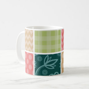 Zigzag, Chevron, Gingham, Polka dots, Patchwork Kaffemugg