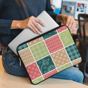 Zigzag, Chevron, Gingham, Polka dots, Patchwork Laptop Fodral