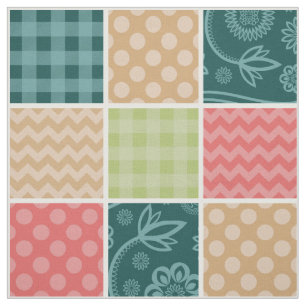 Zigzag, Chevron, Gingham, Polka dots, Patchwork Tyg