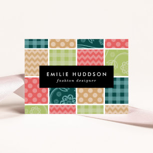 Zigzag, Chevron, Gingham, Polka dots, Patchwork Visitkort