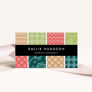 Zigzag, Chevron, Gingham, Polka dots, Patchwork Visitkort