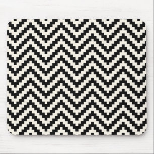 Zigzag Chevron Lodrät Rand i Black Musmatta