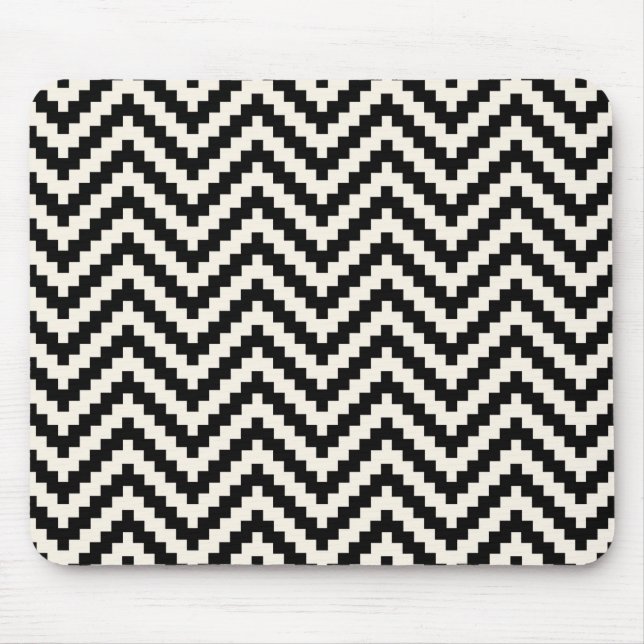 Zigzag Chevron Lodrät Rand i Black Musmatta (Framsidan)
