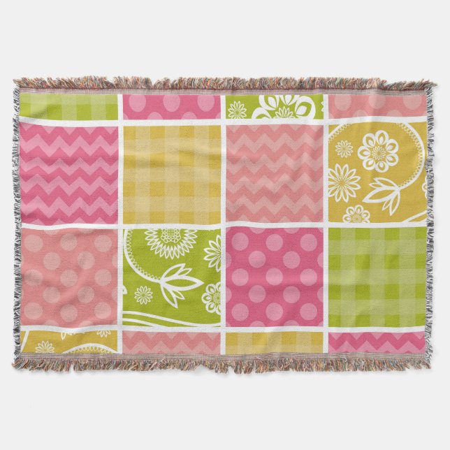 Zigzag, Chevron, Polka dots, Gingham, Patchwork Filt (Framsidan)