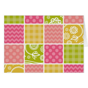 Zigzag, Chevron, Polka dots, Gingham, Patchwork Hälsningskort