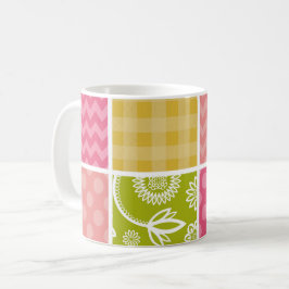 Zigzag, Chevron, Polka dots, Gingham, Patchwork Kaffemugg