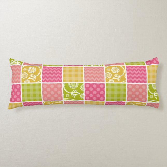 Zigzag, Chevron, Polka dots, Gingham, Patchwork Kroppskudde (Framsidan)