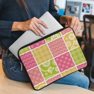 Zigzag, Chevron, Polka dots, Gingham, Patchwork Laptop Fodral
