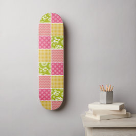 Zigzag, Chevron, Polka dots, Gingham, Patchwork Mini Skateboard Bräda 18,5 Cm