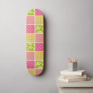 Zigzag, Chevron, Polka dots, Gingham, Patchwork Mini Skateboard Bräda 18,5 Cm