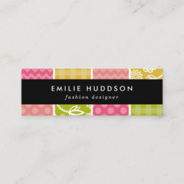 Zigzag, Chevron, Polka dots, Gingham, Patchwork Mini Visitkort