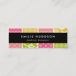 Zigzag, Chevron, Polka dots, Gingham, Patchwork Mini Visitkort
