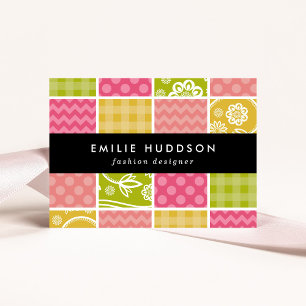 Zigzag, Chevron, Polka dots, Gingham, Patchwork Visitkort