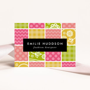 Zigzag, Chevron, Polka dots, Gingham, Patchwork Visitkort