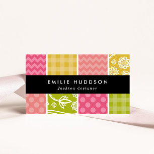 Zigzag, Chevron, Polka dots, Gingham, Patchwork Visitkort