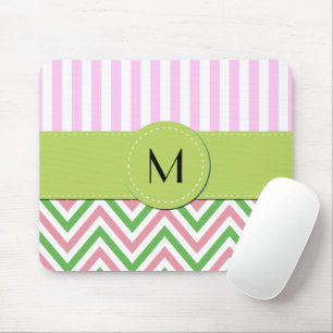 Zigzag, Chevron, Rand, Rosa, Grönt, Monogram Musmatta