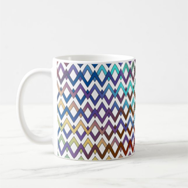 ZIGZAG-diamanter - färgad + rygg. & idéer Kaffemugg (Vänster)