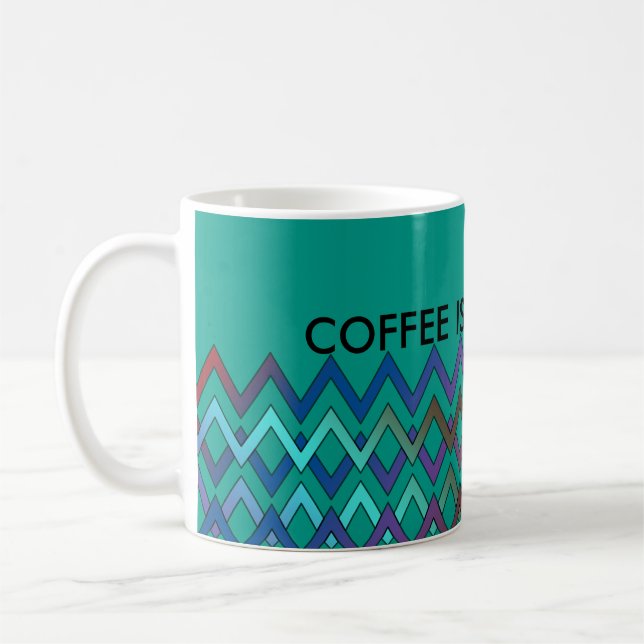 ZIGZAG-diamanter - färgad + rygg. & idéer Kaffemugg (Vänster)