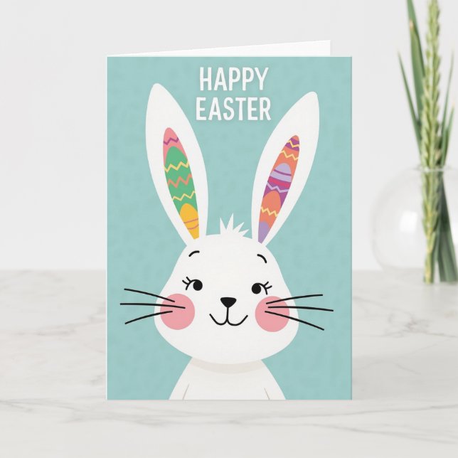 Zigzag Easter Bunny Pattern Card Kort (Framsida)
