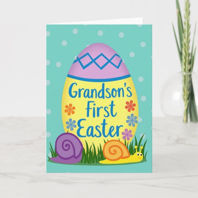 Zigzag Easter Grandson Card Kort (Framsida)