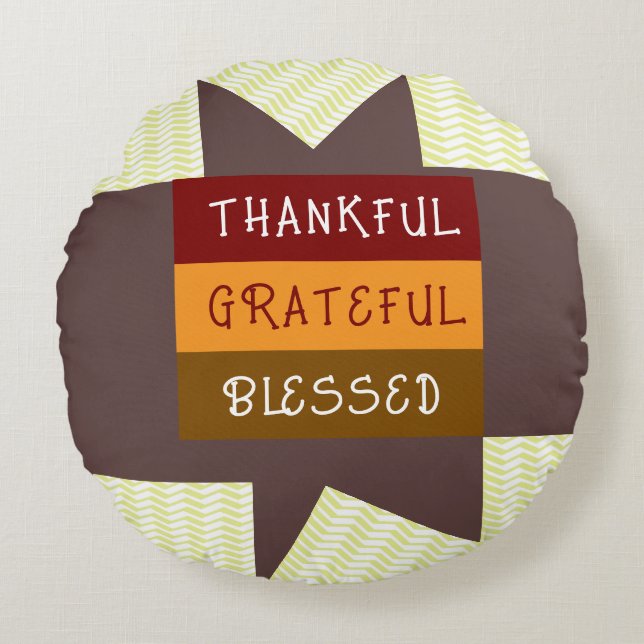 Zigzag-gult Rund Kudde (Framsidan)