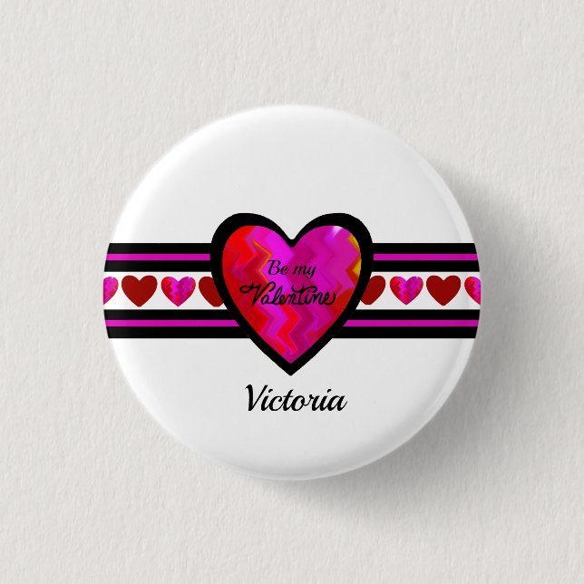 ZigZag Heart-lindad design texterad Knapp (Framsida)