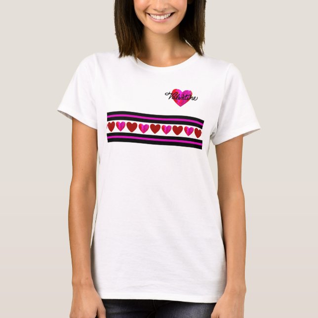 ZigZag Heart-lindad design texterad T Shirt (Framsida)