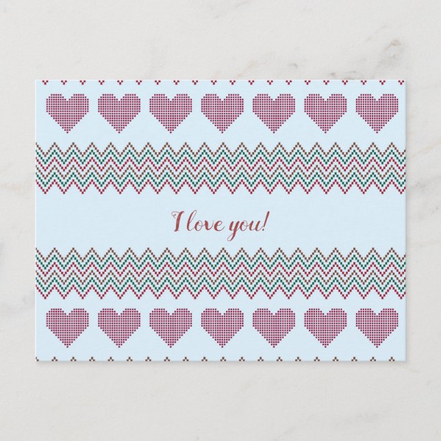 Zigzag Hearts Vykort (Framsida)