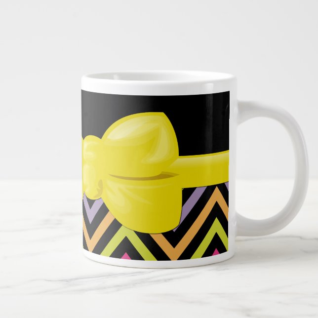 Zigzag i färg, Regnbåge Zigzag, färgstark Chevron Jumbo Mugg (Höger)