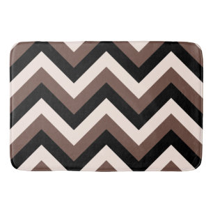 Zigzag Mönster Cream Black Brown Badrumsmatta