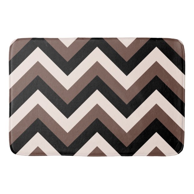 Zigzag Mönster Cream Black Brown Badrumsmatta (Framsidan)
