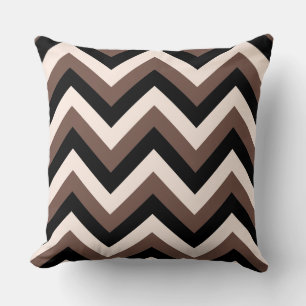 Zigzag Mönster Cream Black Brown Kudde