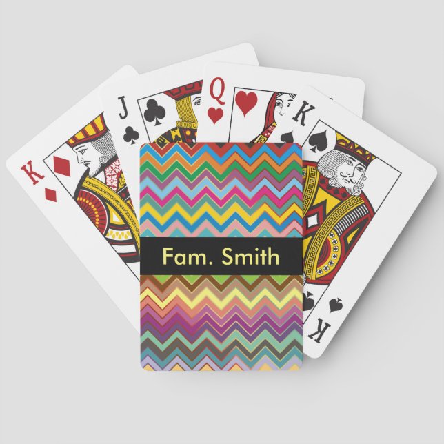 ZIGZAG mönster - färgad + din text Casinokort (Baksidan)