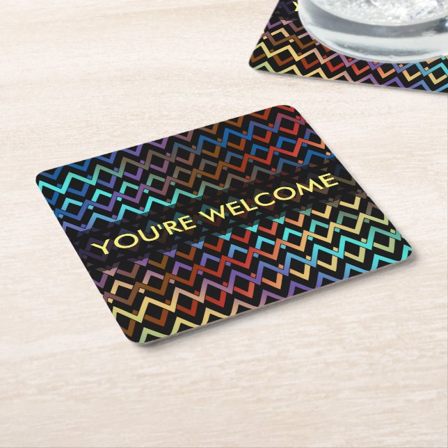 ZIGZAG mönster - färgad + din text Underlägg Papper Kvadrat (Vinklad)