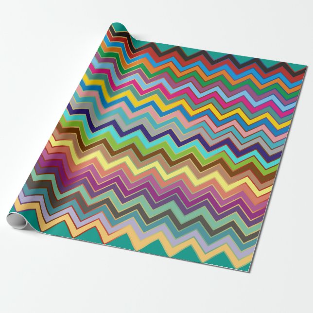 ZIGZAG mönster - färgad + dina idéer Presentpapper (Utrullad)