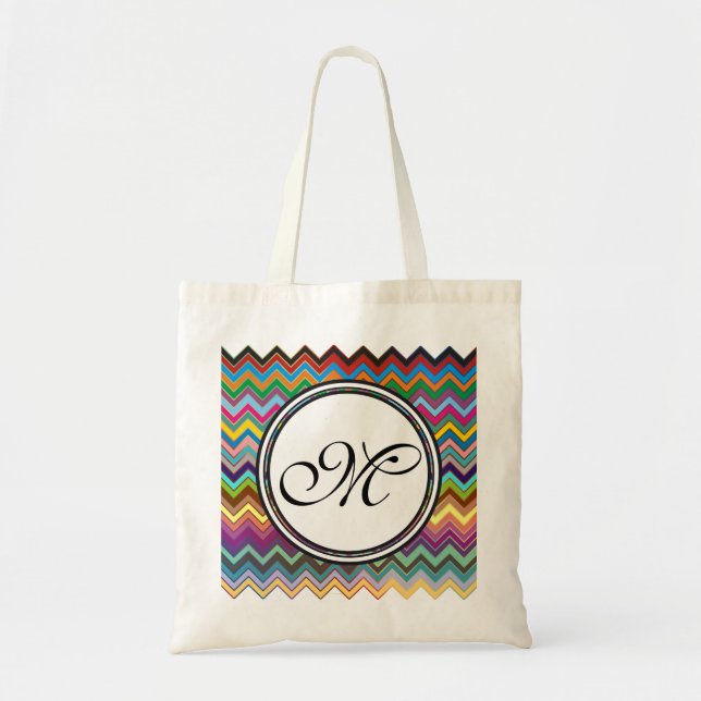 ZIGZAG mönster - färgad + ditt monogram Tygkasse (Framsidan)