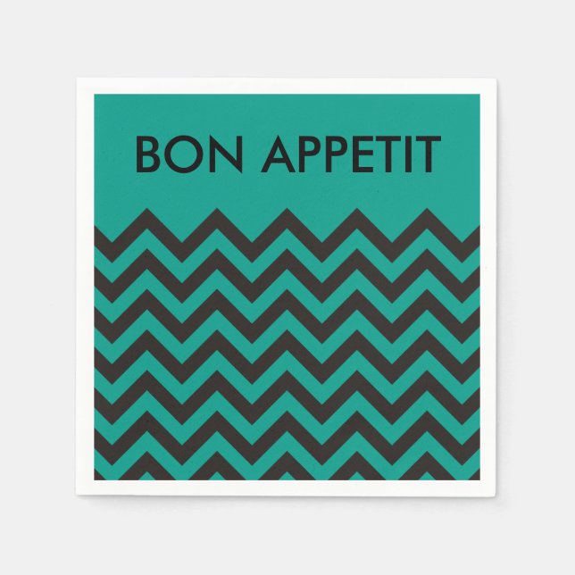 ZIGZAG mönster - svart + bakgrund och text Pappersservett (Framsidan)