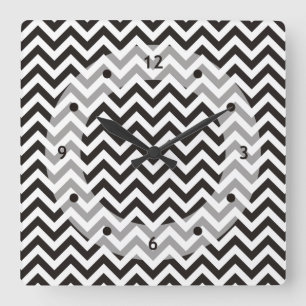 ZIGZAG mönster - svart + din bakgrund och dina idé Fyrkantig Klocka