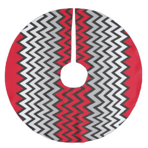 ZIGZAG mönster - svart vitt grått + din idé Julgransmatta Borstad Polyester