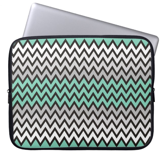 ZIGZAG mönster - svart vitt grått + din idé Laptop Fodral (Framsidan)